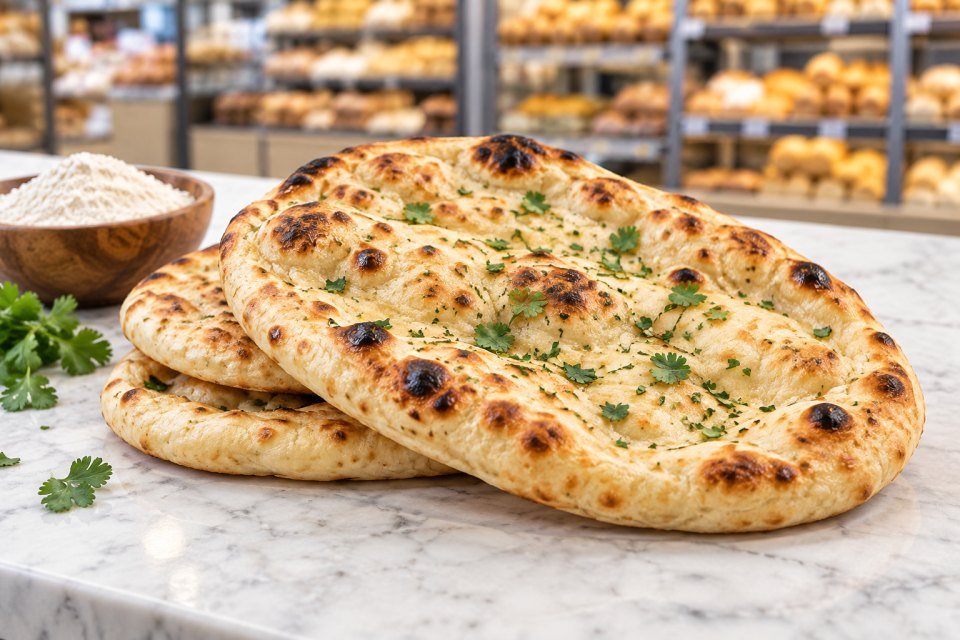 Freshly baked naan bread
