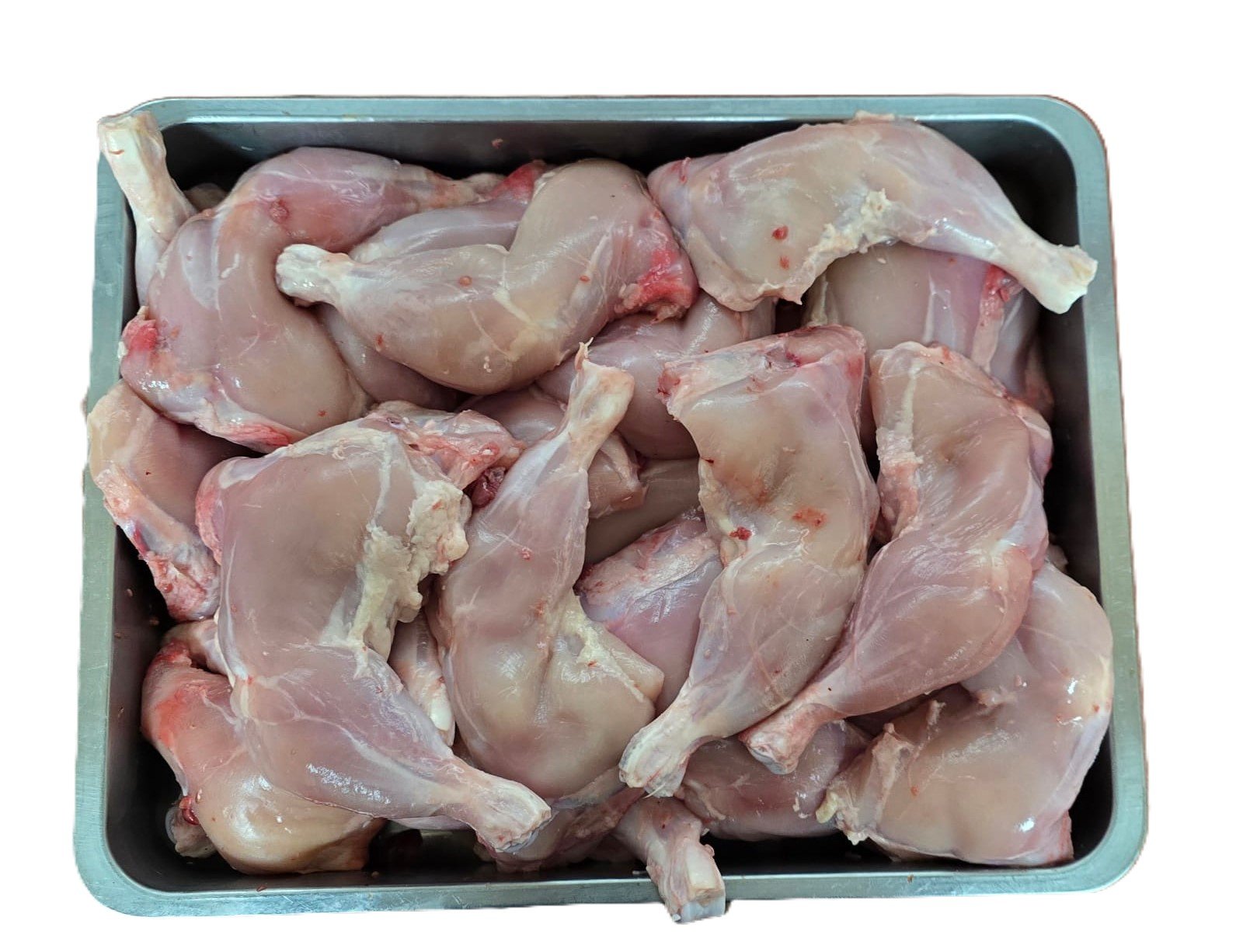 Fresh boneless chicken breasts in a butcher's tray